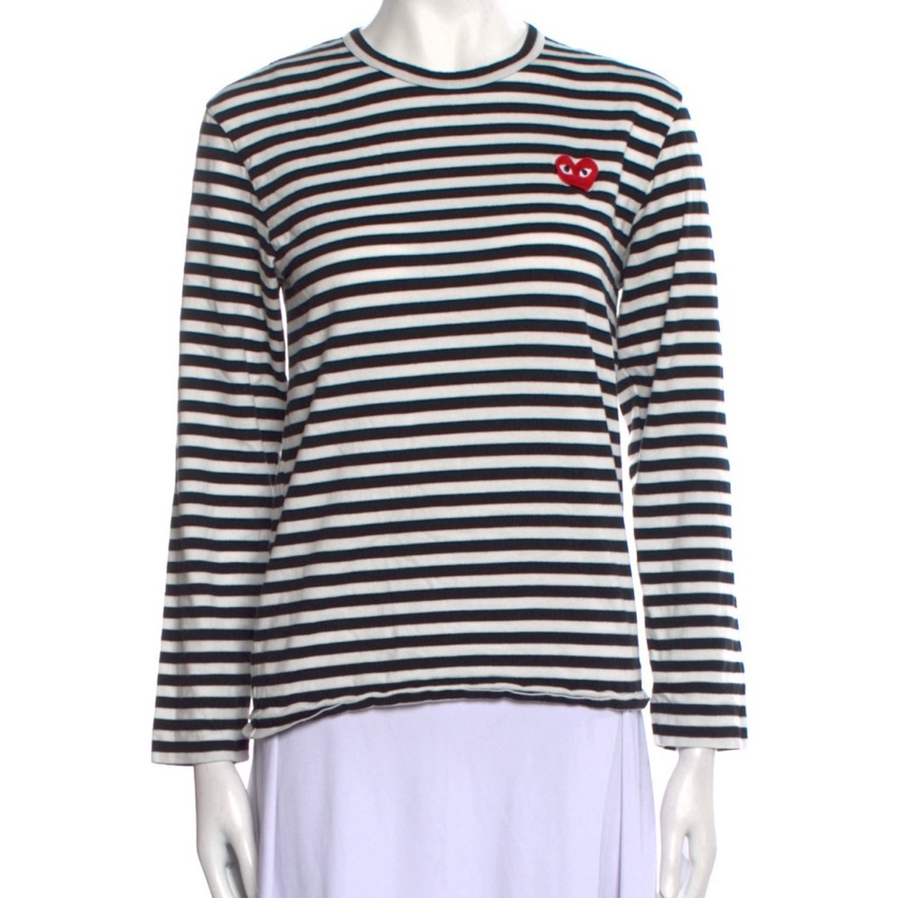 Comme des Garcons striped long sleeve logo T-shirt Small